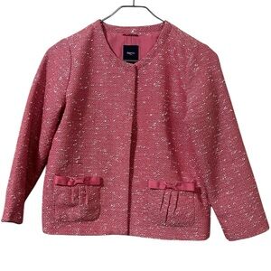 Gap Kids Jacke capri pink metallic silver boucle tweed bow pocket jacket
